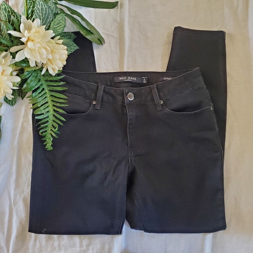 Max‎ Jeans Womens 6 Skimmer Black Stretch Denim Slim Ankle Jeans Cropped